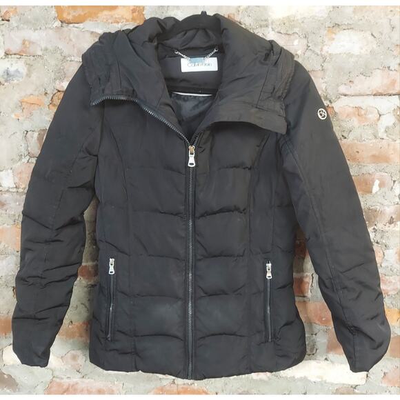 Ck Calvin Klein Winter Coat Womens Sz XS Extra Small Black Warm Hood m - Picture 1 of 6